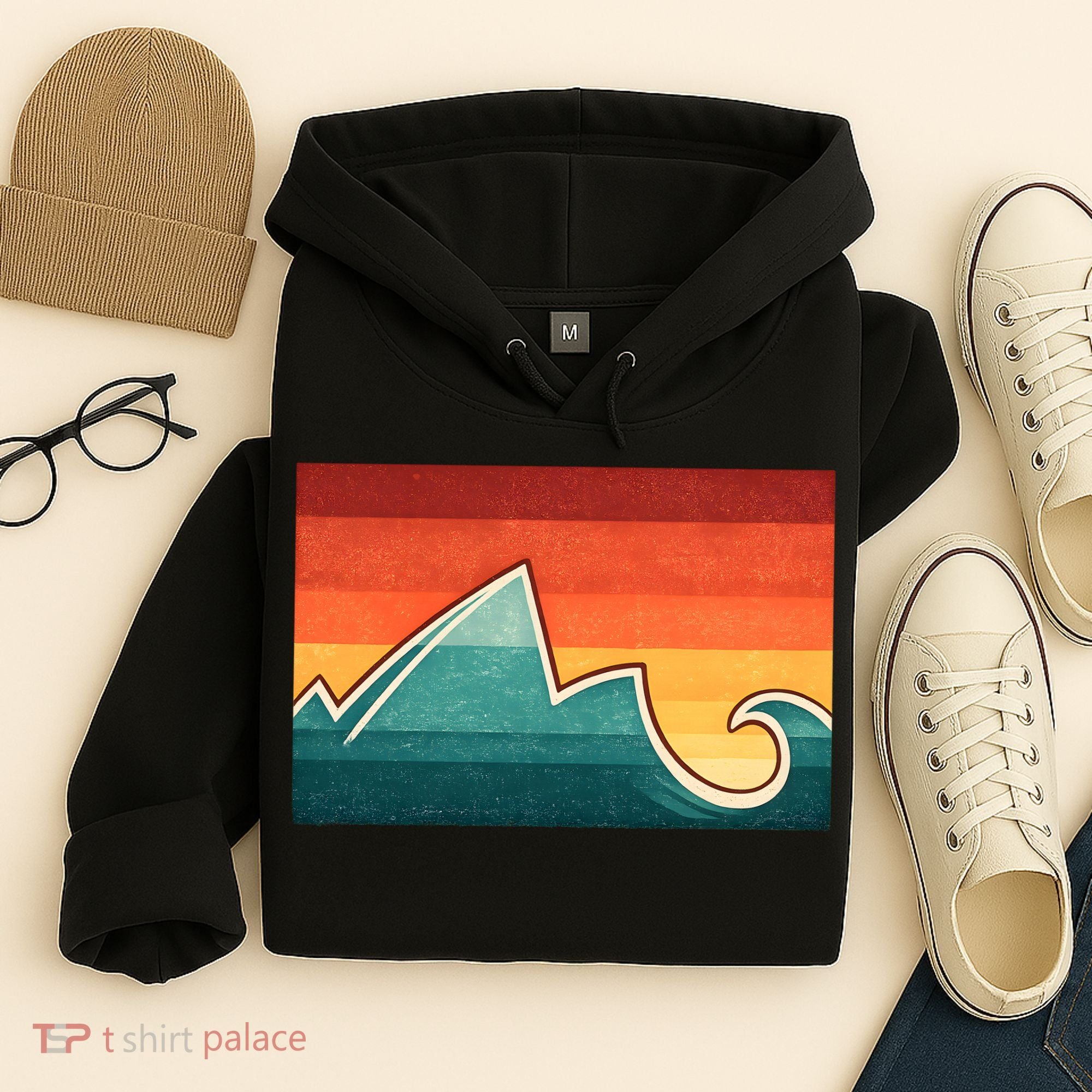 Mountain Wave Ocean Sunset Hoodie