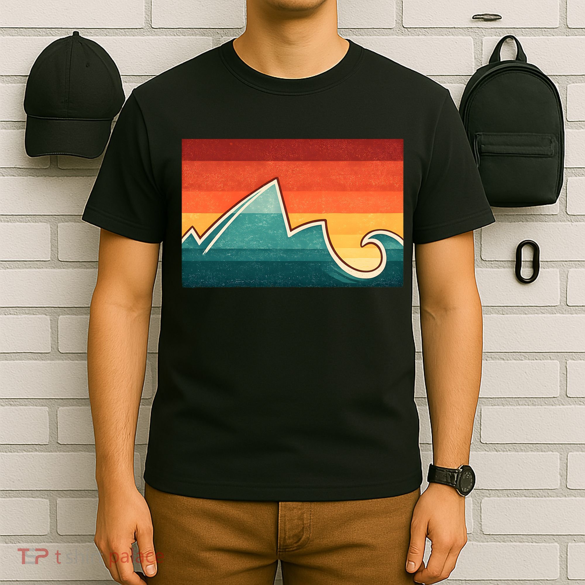 Mountain Wave Ocean Sunset T-Shirt