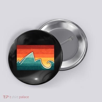 Mountain Wave Ocean Sunset Button