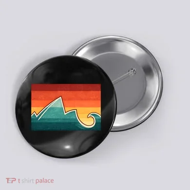 Mountain Wave Ocean Sunset Button