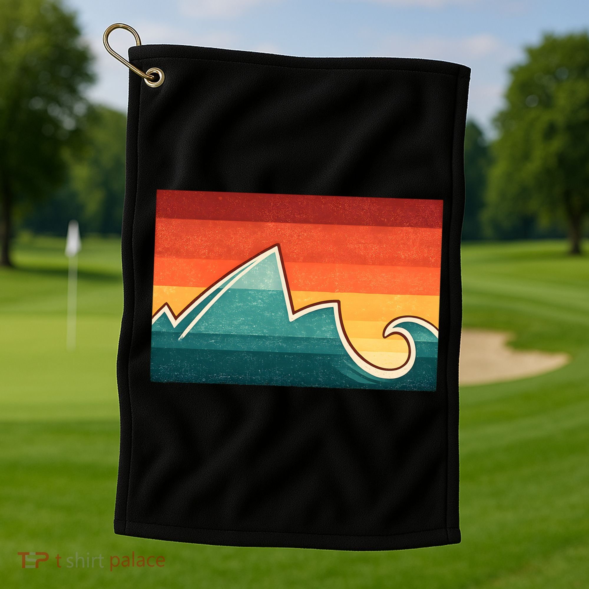 Mountain Wave Ocean Sunset Golf Towel