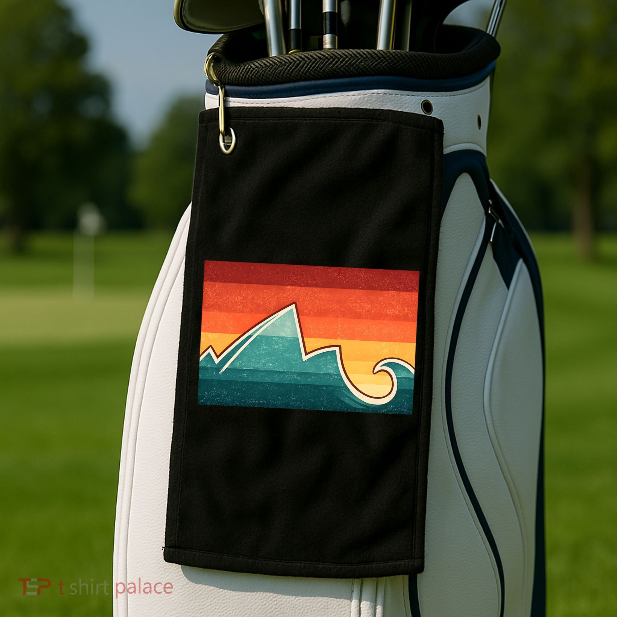 Mountain Wave Ocean Sunset Golf Towel