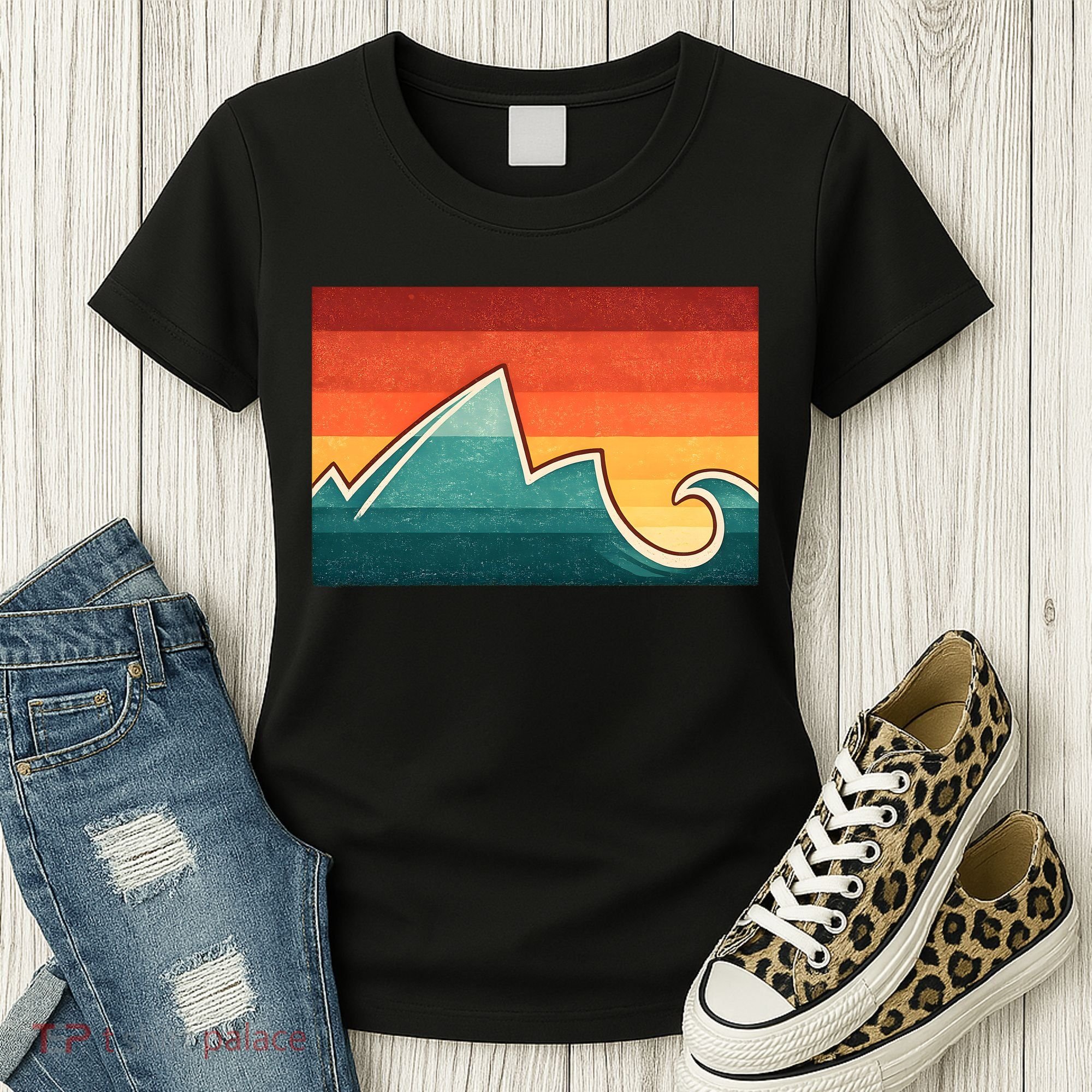 Mountain Wave Ocean Sunset Women's T-Shirt
