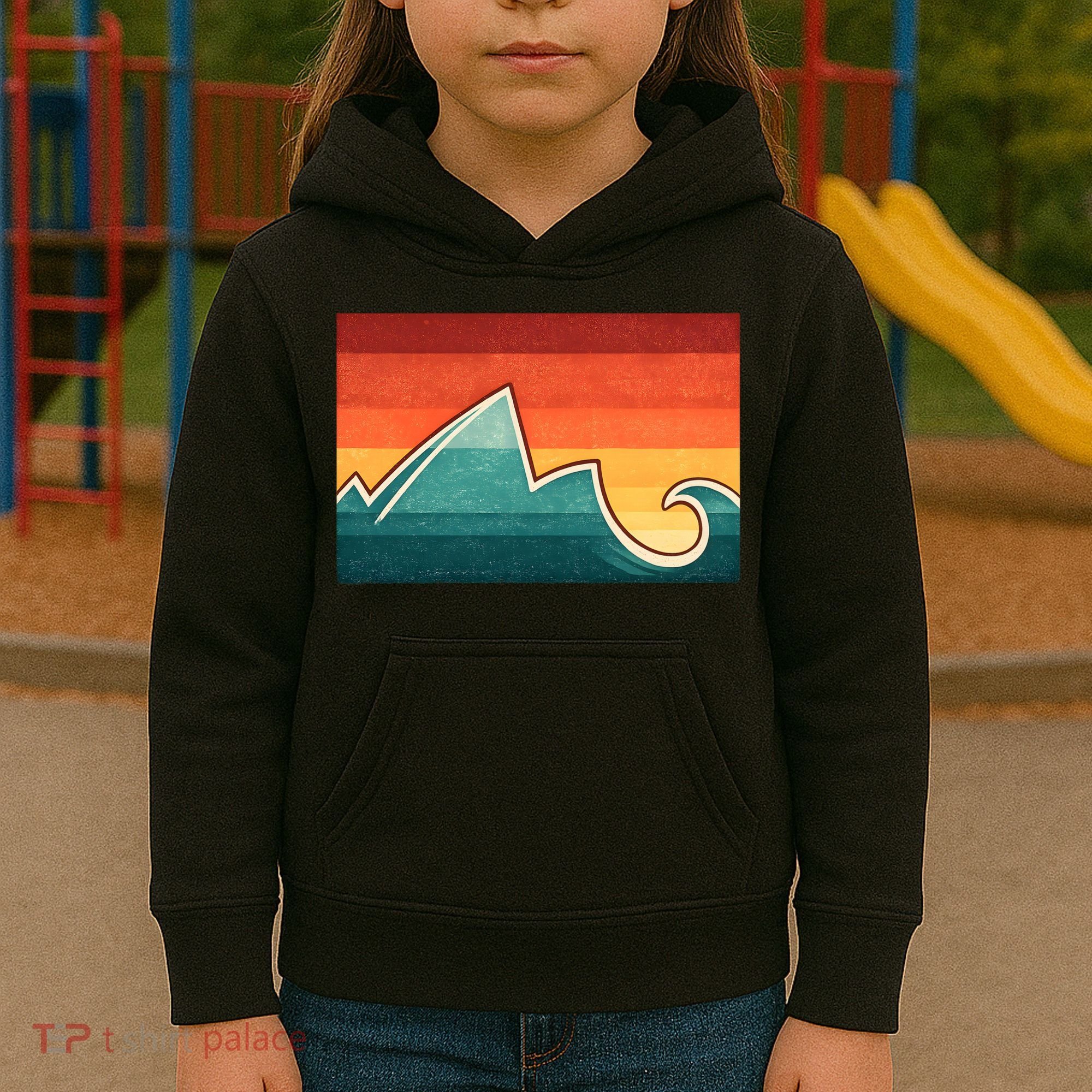 Mountain Wave Ocean Sunset Kids Hoodie