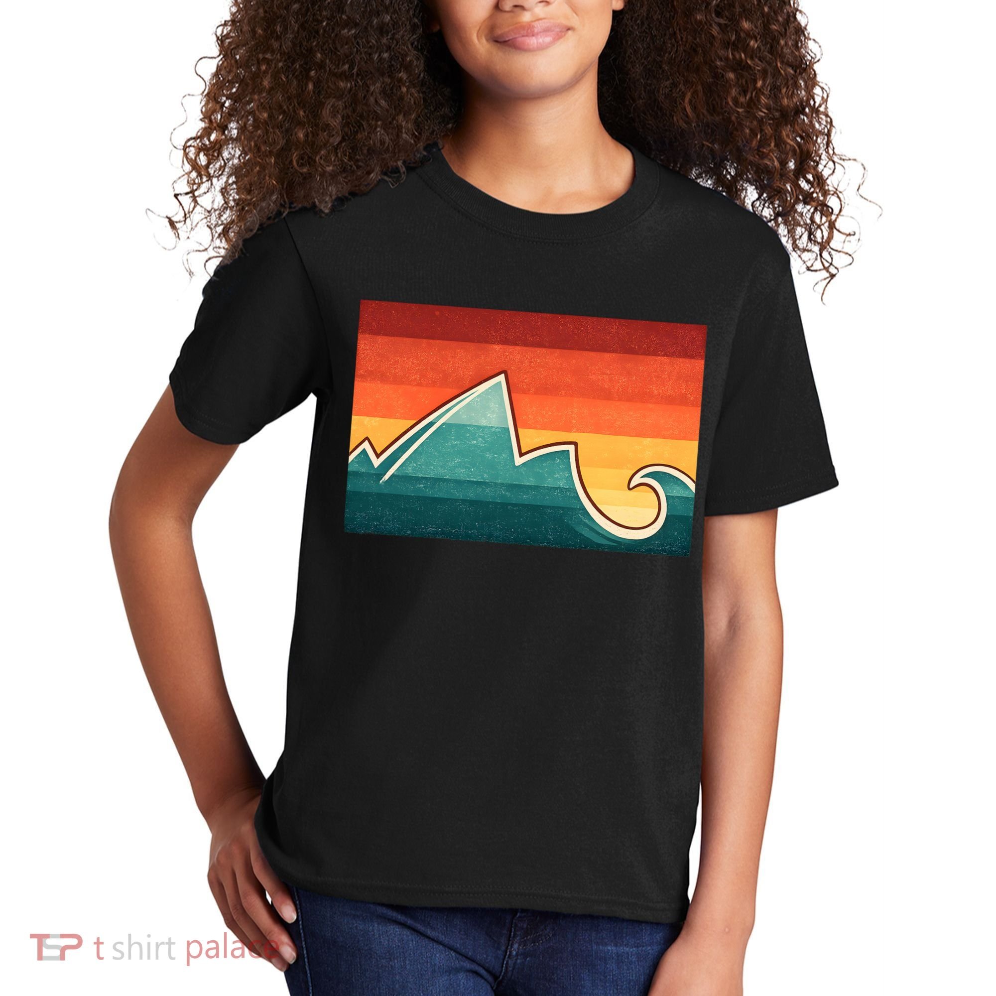 Mountain Wave Ocean Sunset Kids T-Shirt