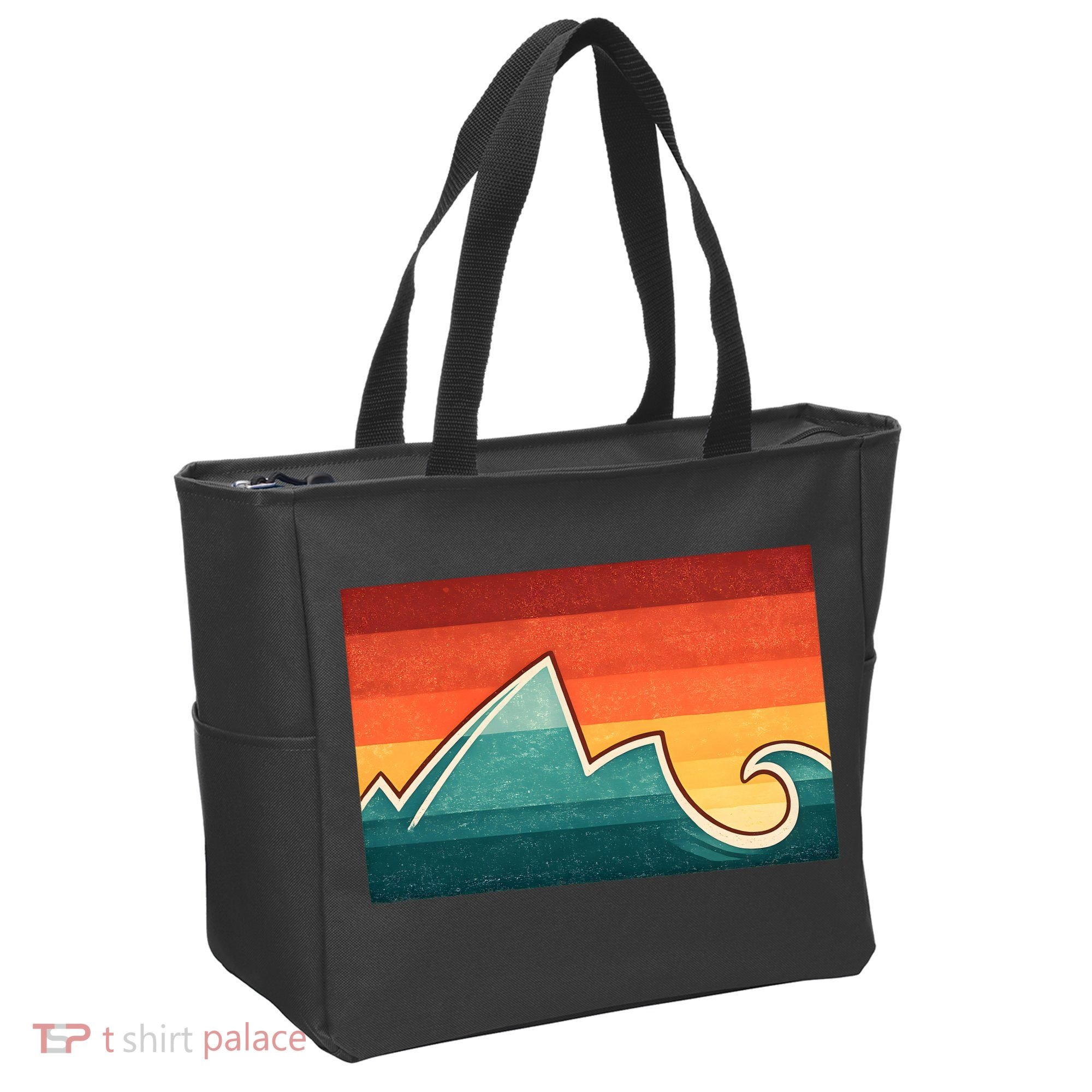 Mountain Wave Ocean Sunset Tote Bag