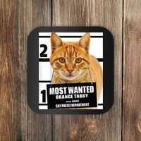 Most Wanted Orange Tabby Cat T Feline S Coaster thumb 0
