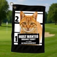 Most Wanted Orange Tabby Cat T Feline S Golf Towel thumb 1