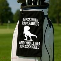 Mess With Papasaurus And Youll Get Jurasskicked Funny Dad Gift Golf Towel thumb 2