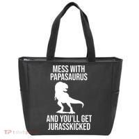 Mess With Papasaurus And Youll Get Jurasskicked Funny Dad Gift Tote Bag thumb 0