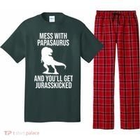 Mess With Papasaurus And Youll Get Jurasskicked Funny Dad Gift Pajama Set thumb 0