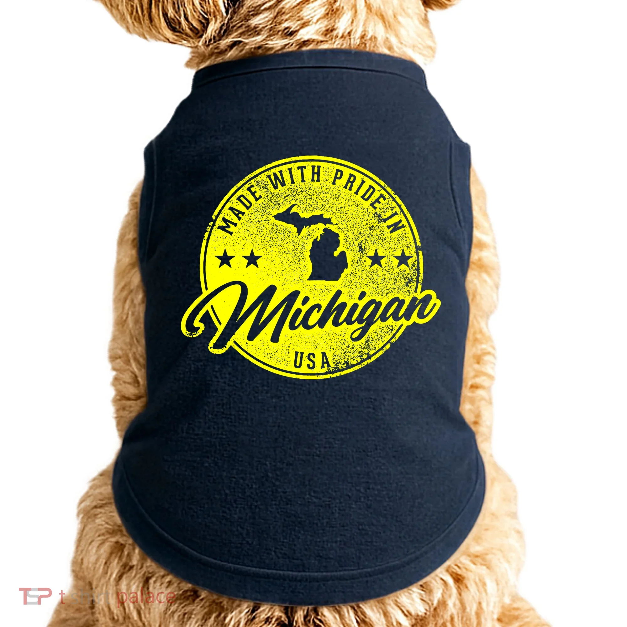 Made With Pride In Michigan USA Retro Doggie Tank