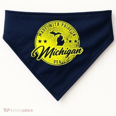Made With Pride In Michigan USA Retro USA-Made Doggie Bandana