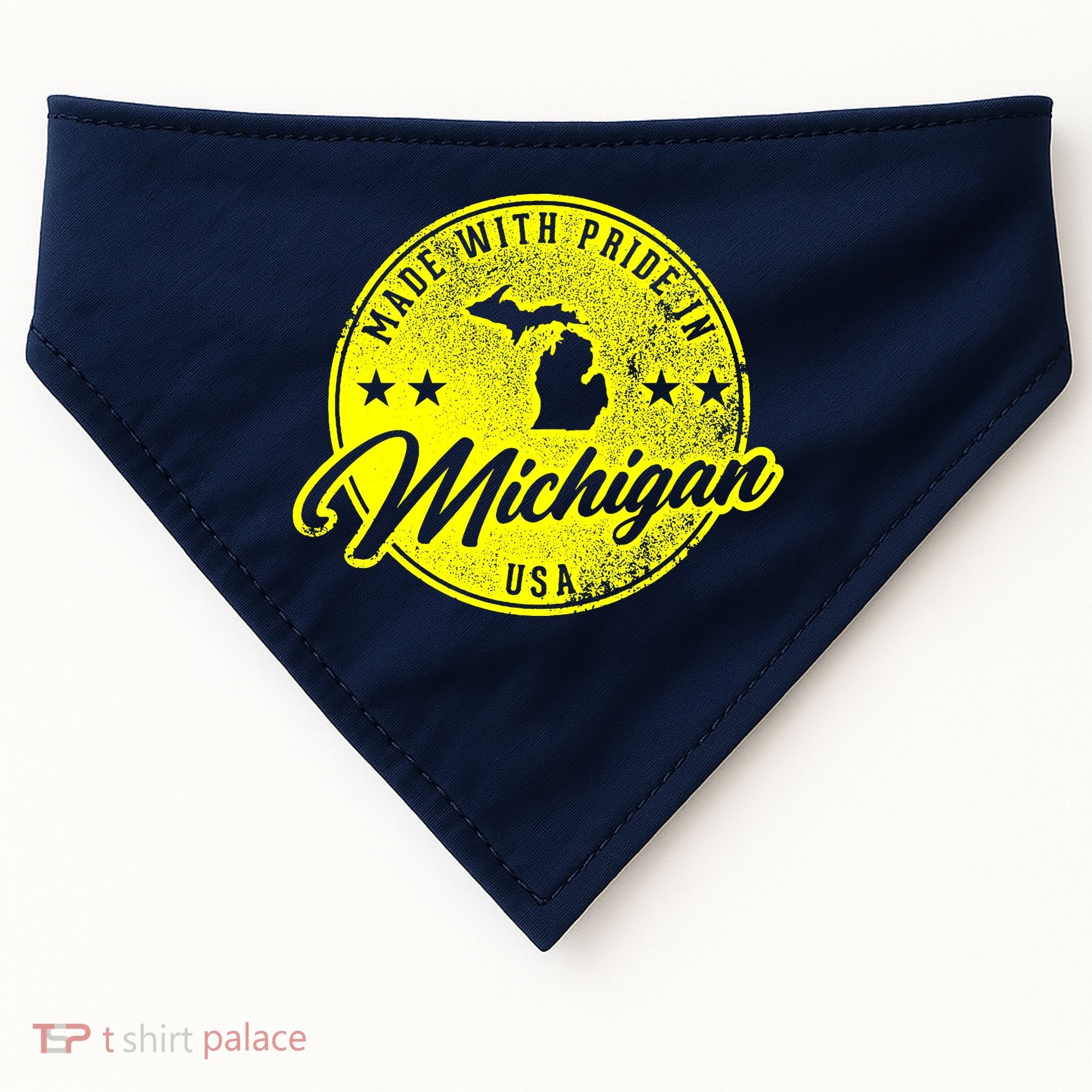Made With Pride In Michigan USA Retro USA-Made Doggie Bandana