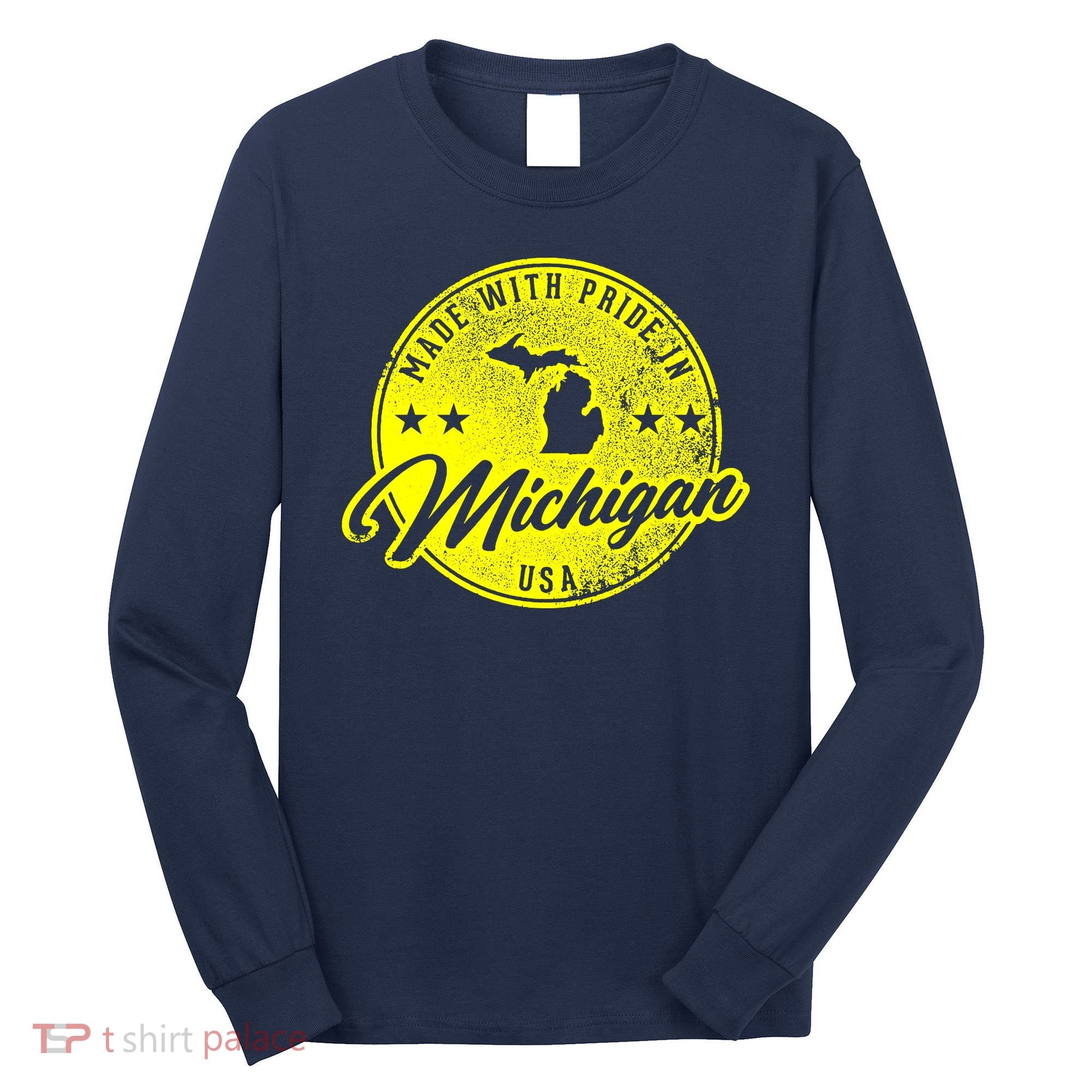 Made With Pride In Michigan USA Retro Long Sleeve Shirt