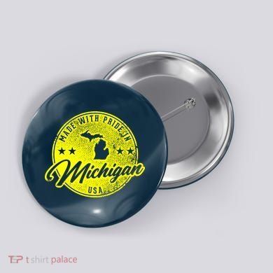 Made With Pride In Michigan USA Retro Button