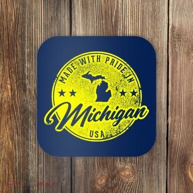 Made With Pride In Michigan USA Retro Coaster