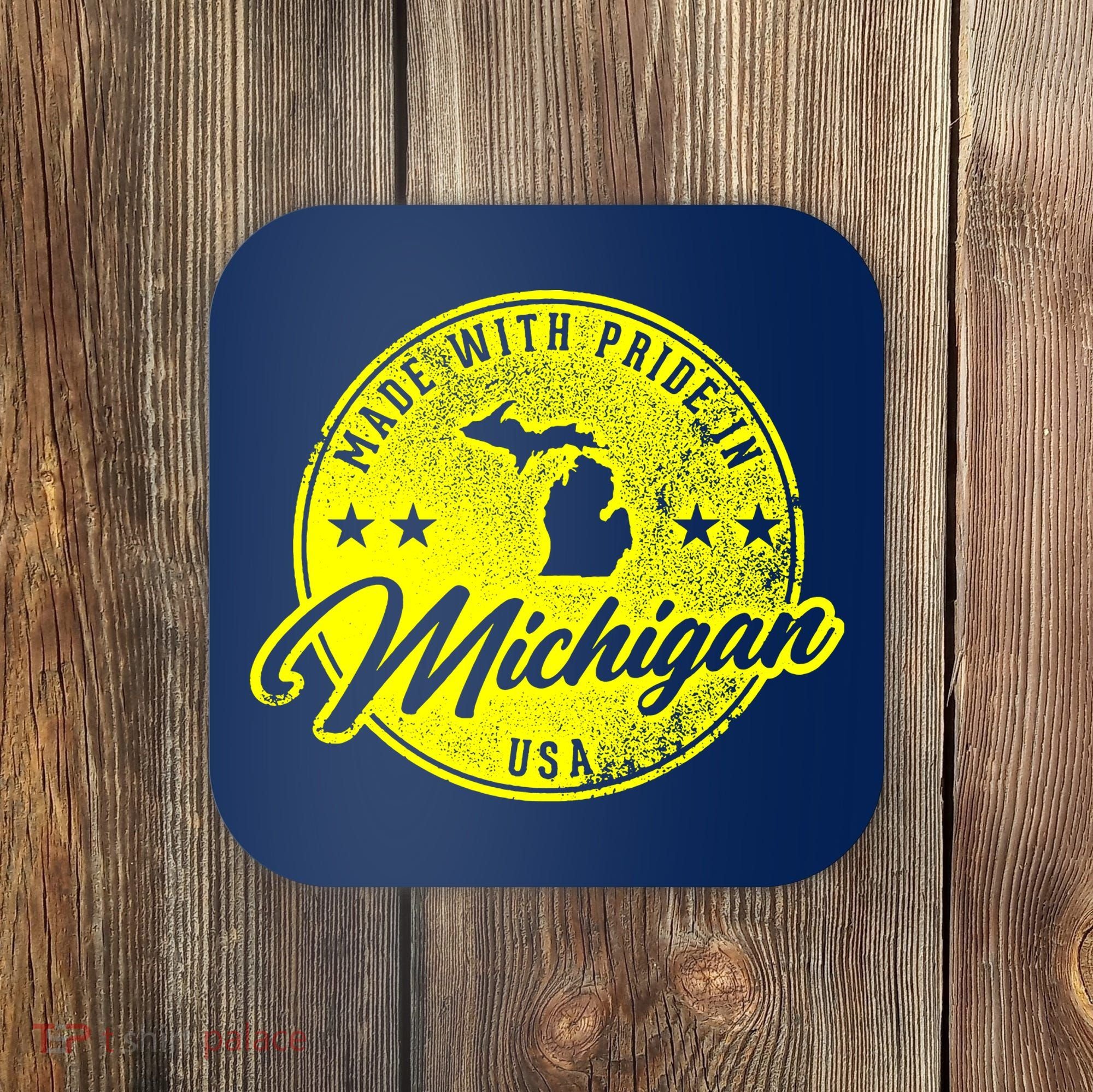 Made With Pride In Michigan USA Retro Coaster