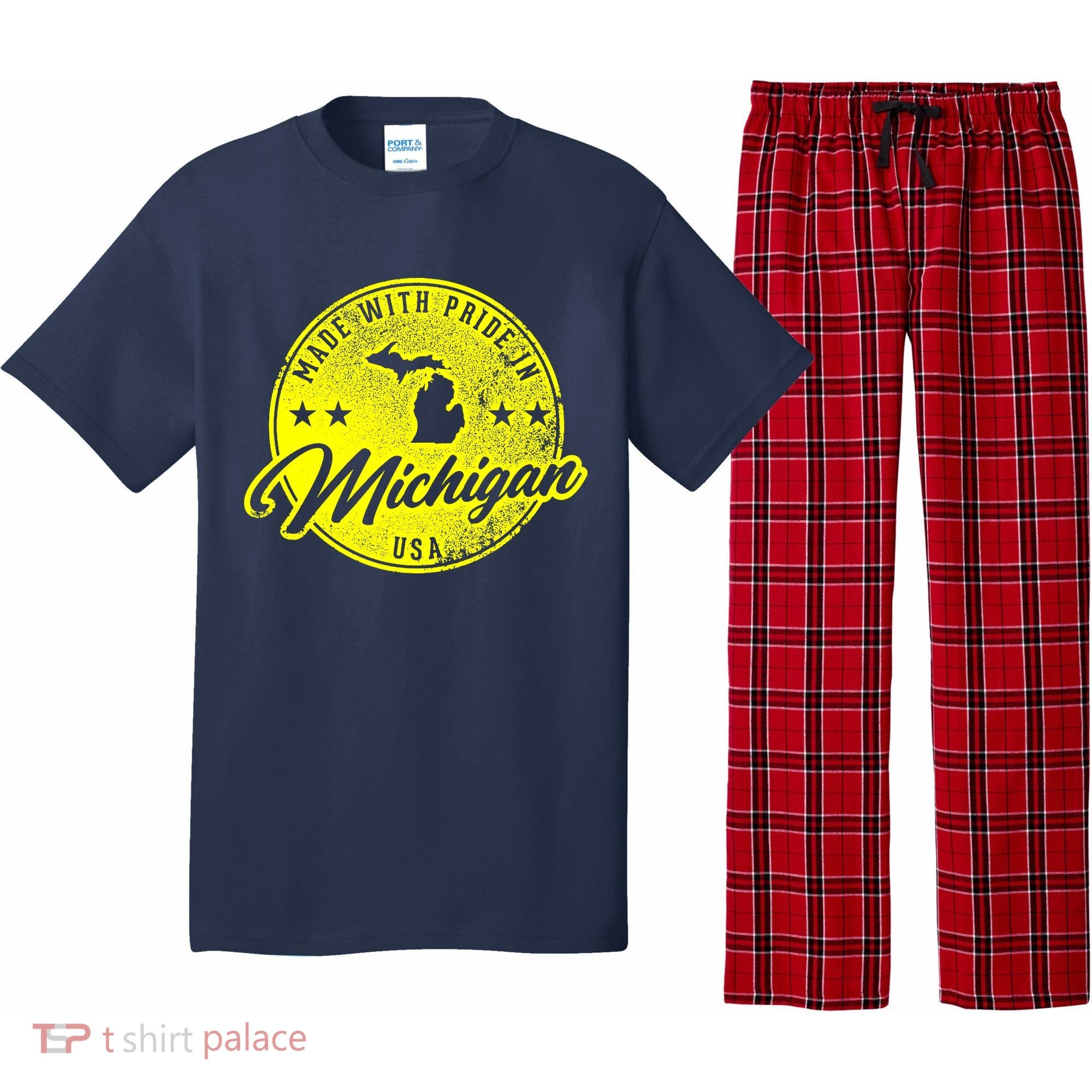 Made With Pride In Michigan USA Retro Pajama Set