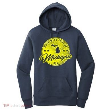 Made With Pride In Michigan USA Retro Women's Hoodie