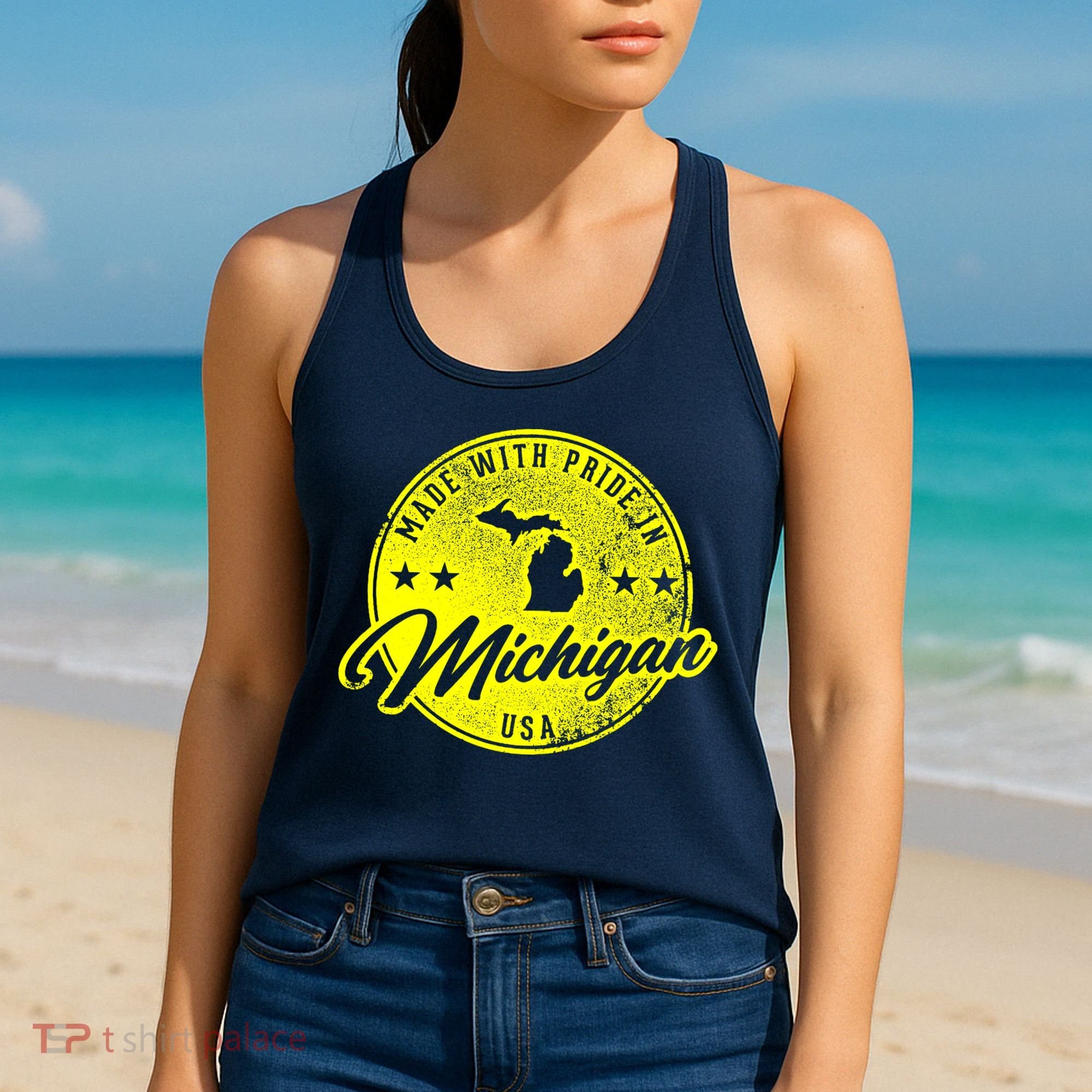 Made With Pride In Michigan USA Retro Women's Tank Top
