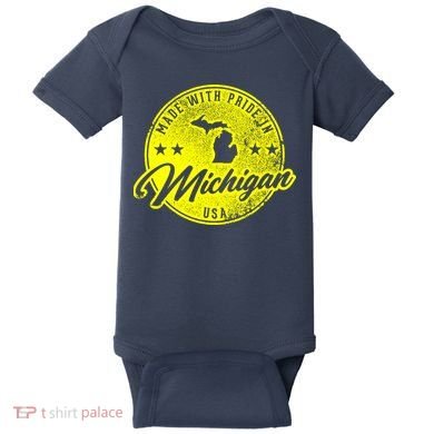 Made With Pride In Michigan USA Retro Baby Bodysuit