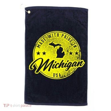 Made With Pride In Michigan USA Retro Golf Towel