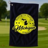 Made With Pride In Michigan USA Retro Golf Towel thumb 1