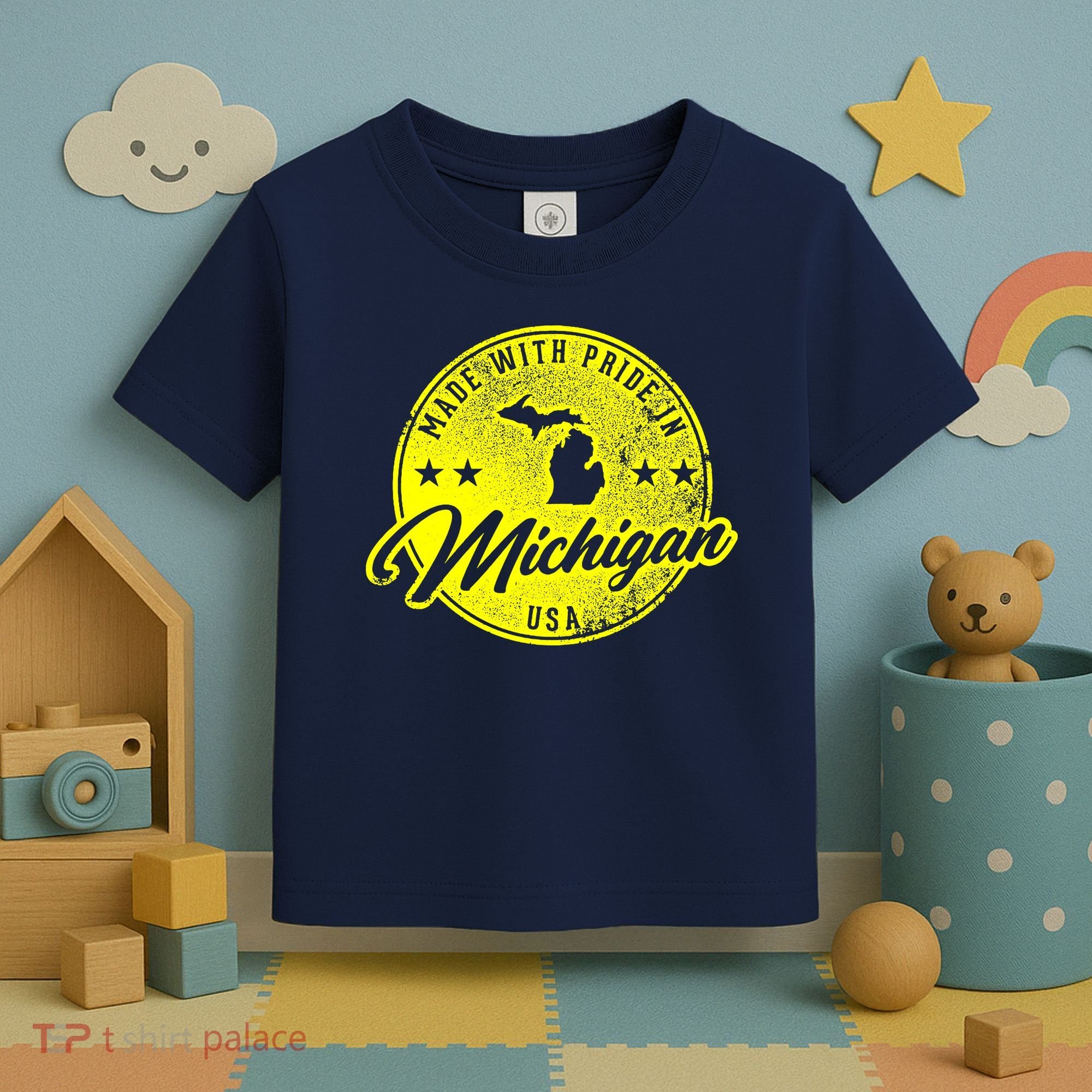Made With Pride In Michigan USA Retro Toddler T-Shirt