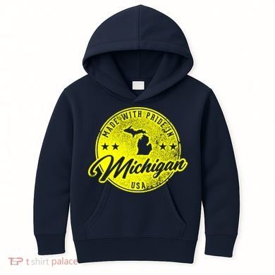 Made With Pride In Michigan USA Retro Kids Hoodie