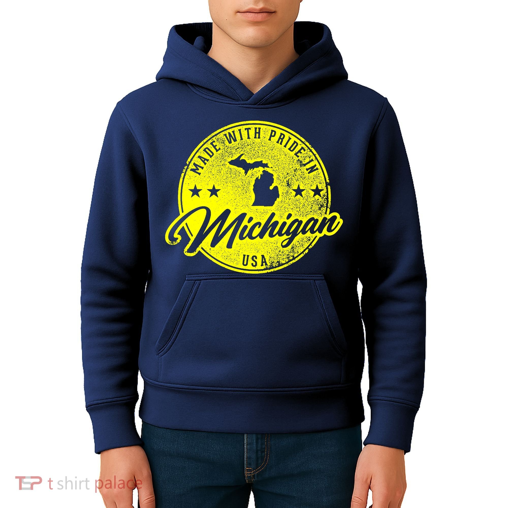 Made With Pride In Michigan USA Retro Kids Hoodie