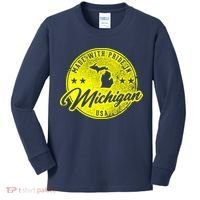 Made With Pride In Michigan USA Retro Kids Long Sleeve Shirt thumb 0