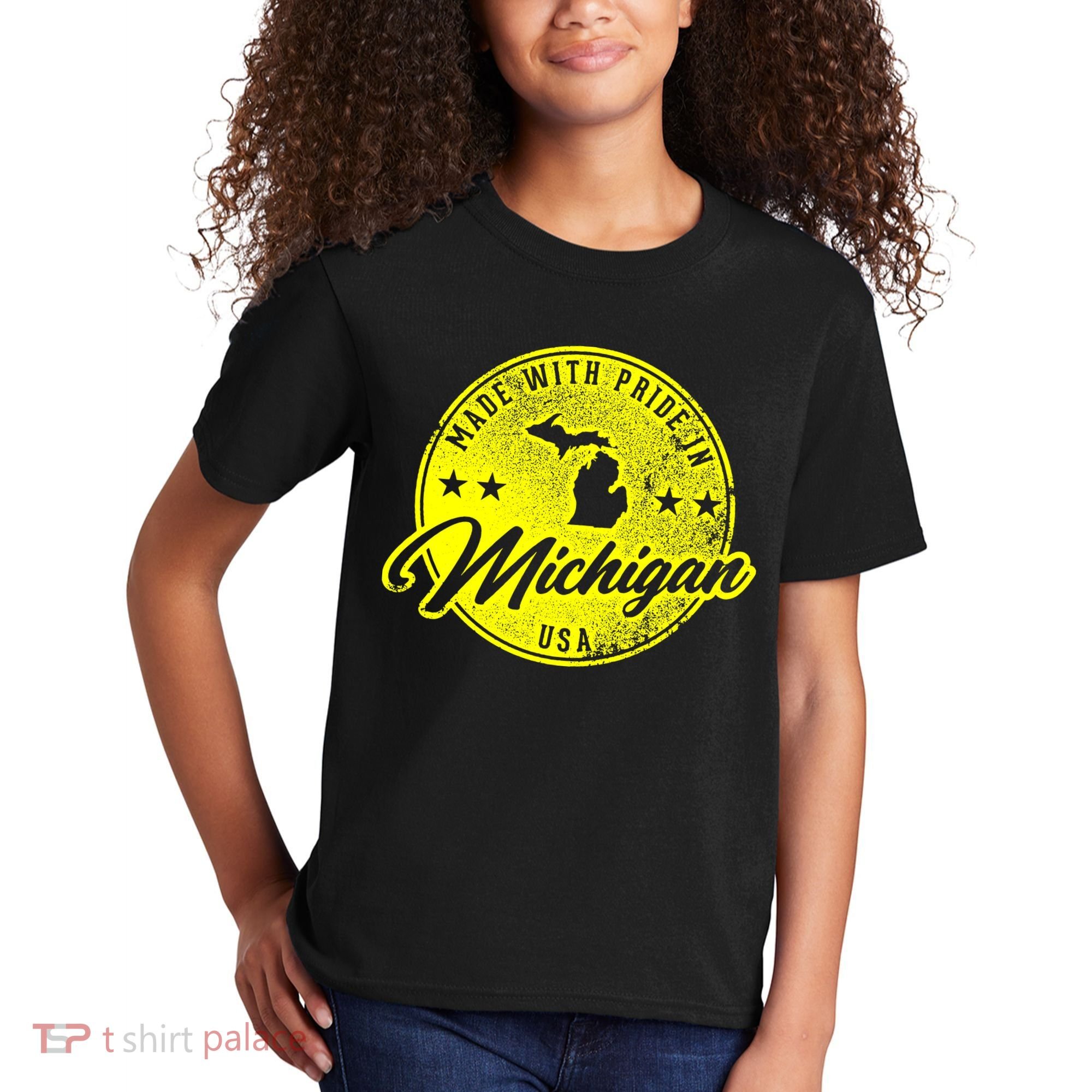 Made With Pride In Michigan USA Retro Kids T-Shirt