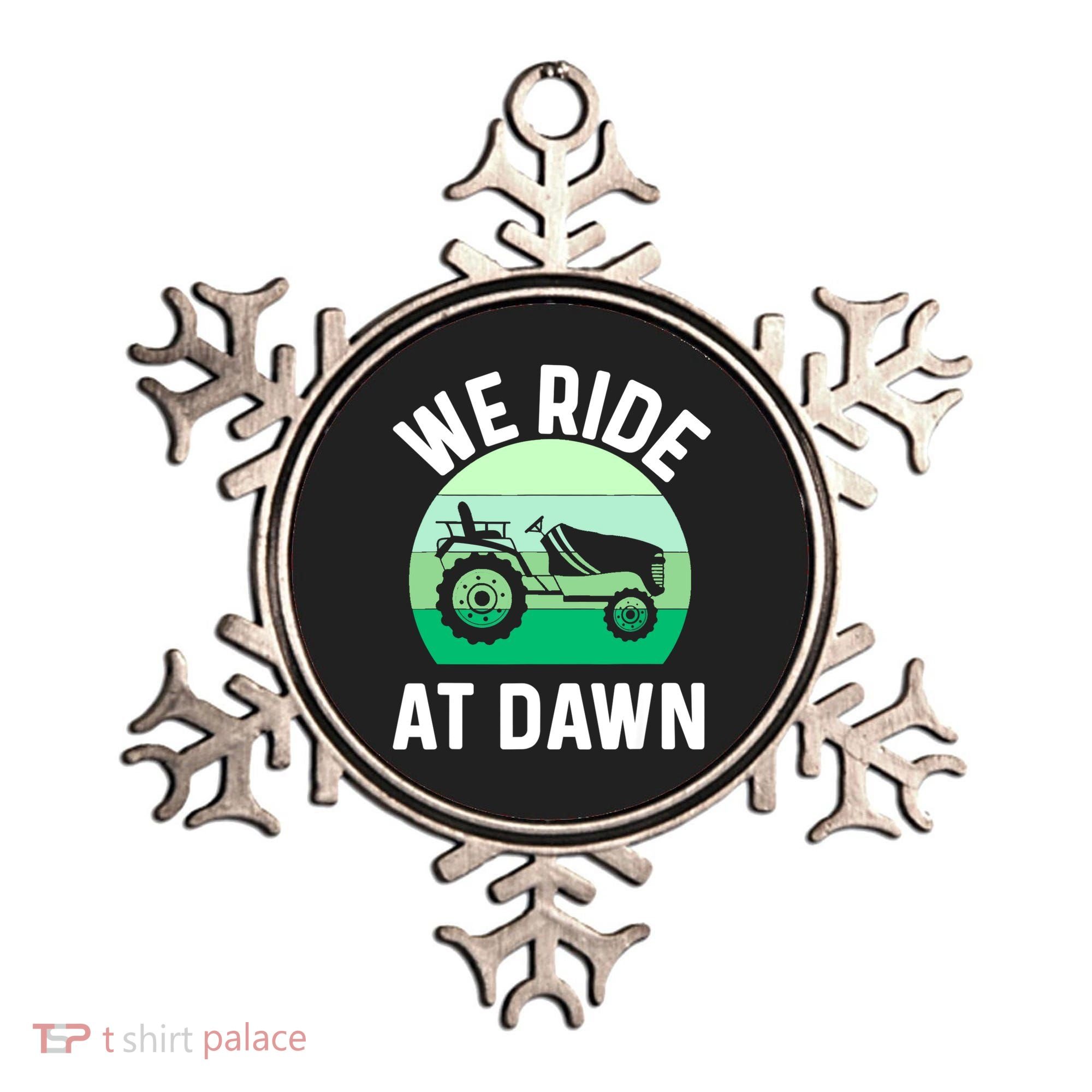 Mens We Ride At Dawn Lawnmower Shirt Lawn Mowing Dad Yard Work Ornament