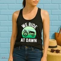 Mens We Ride At Dawn Lawnmower Shirt Lawn Mowing Dad Yard Work Women's Tank Top thumb 2