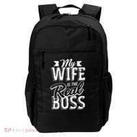 My Wife Real Boss Husband Wedding Anniversary Couple Gift Backpack thumb 0
