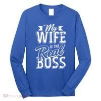 My Wife Real Boss Husband Wedding Anniversary Couple Gift Long Sleeve Shirt thumb 0
