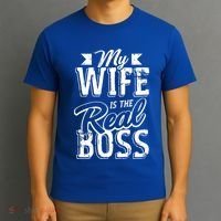 My Wife Real Boss Husband Wedding Anniversary Couple Gift T-Shirt thumb 3