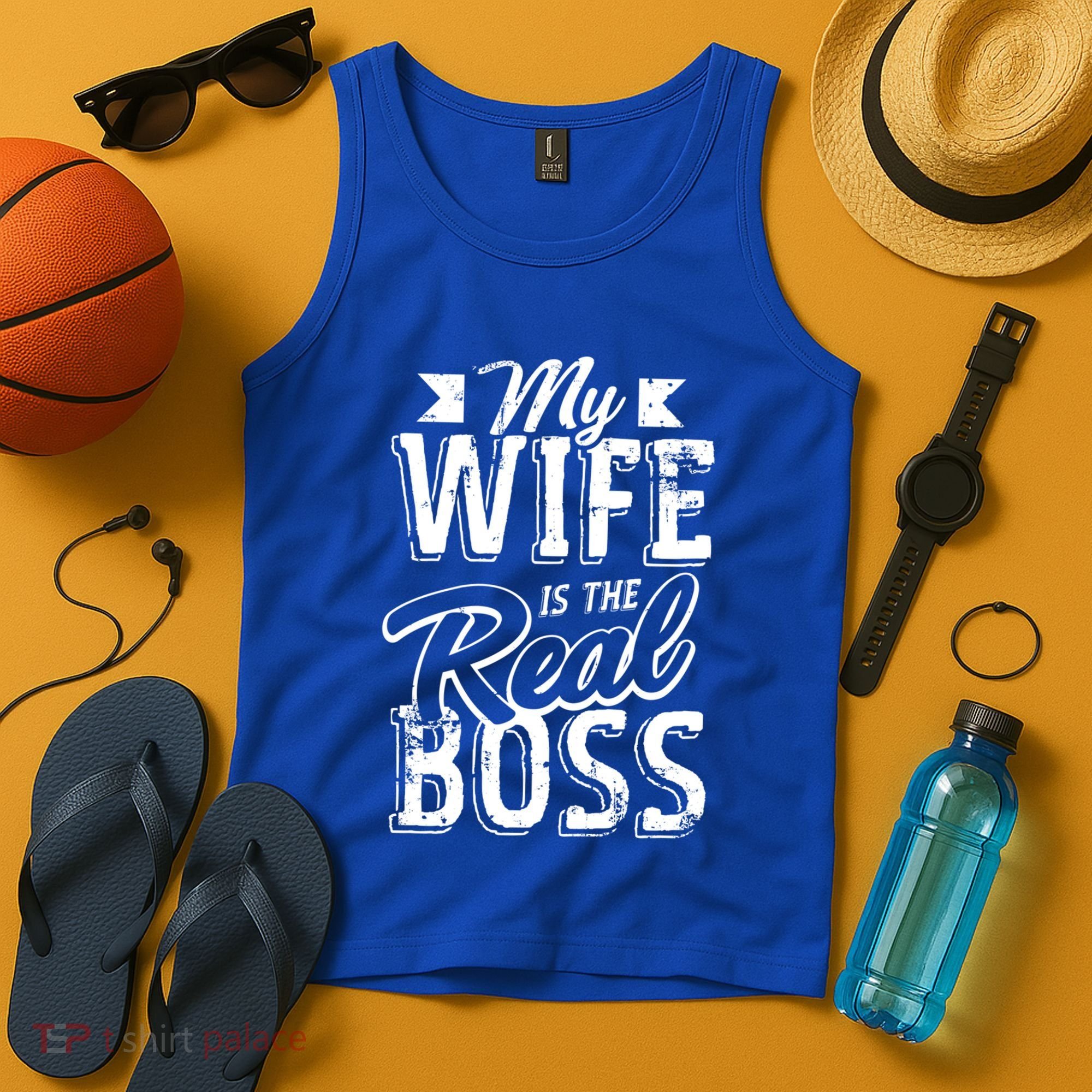 My Wife Real Boss Husband Wedding Anniversary Couple Gift Tank Top