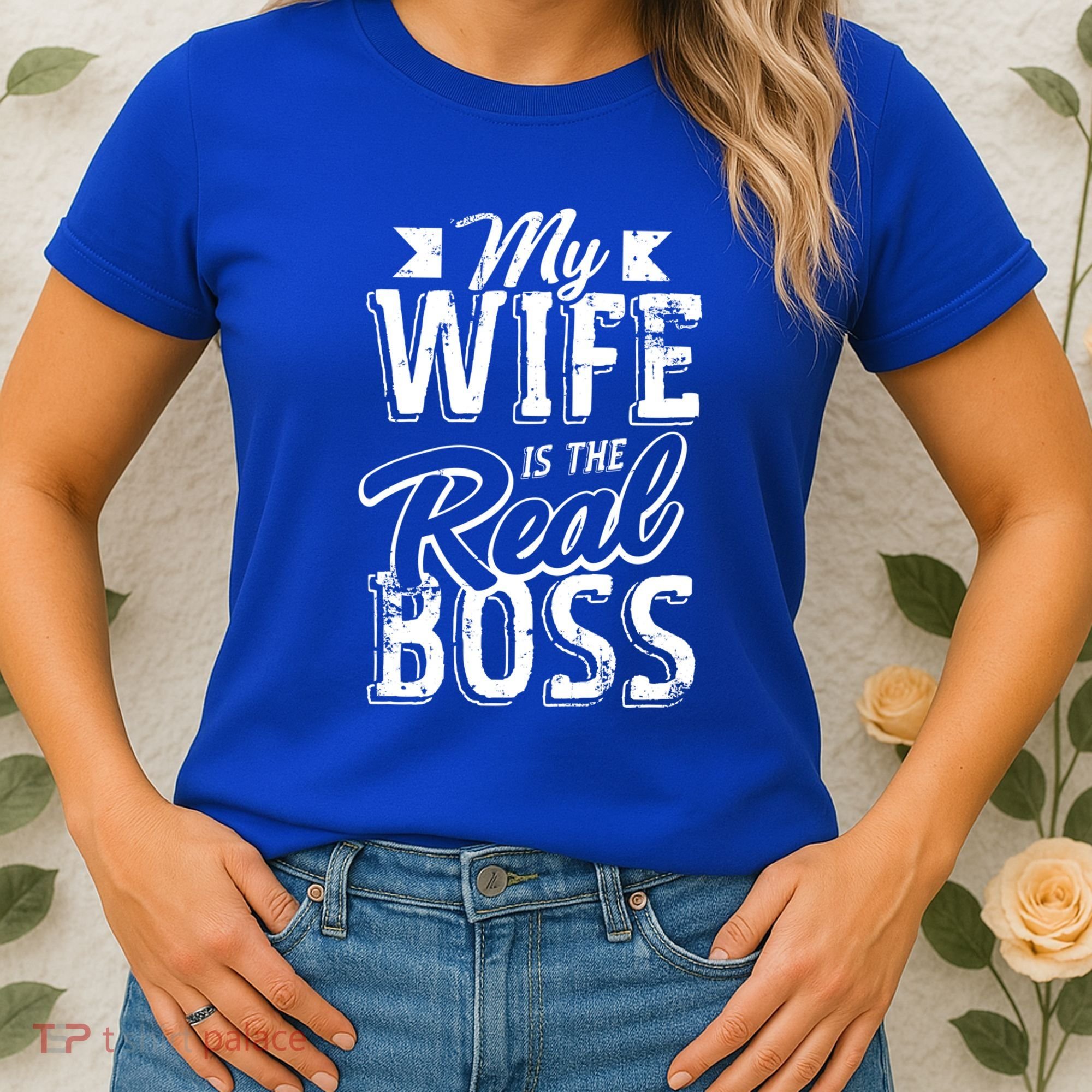 My Wife Real Boss Husband Wedding Anniversary Couple Gift Women's T-Shirt
