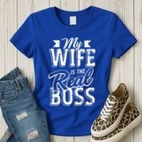My Wife Real Boss Husband Wedding Anniversary Couple Gift Women's T-Shirt thumb 3