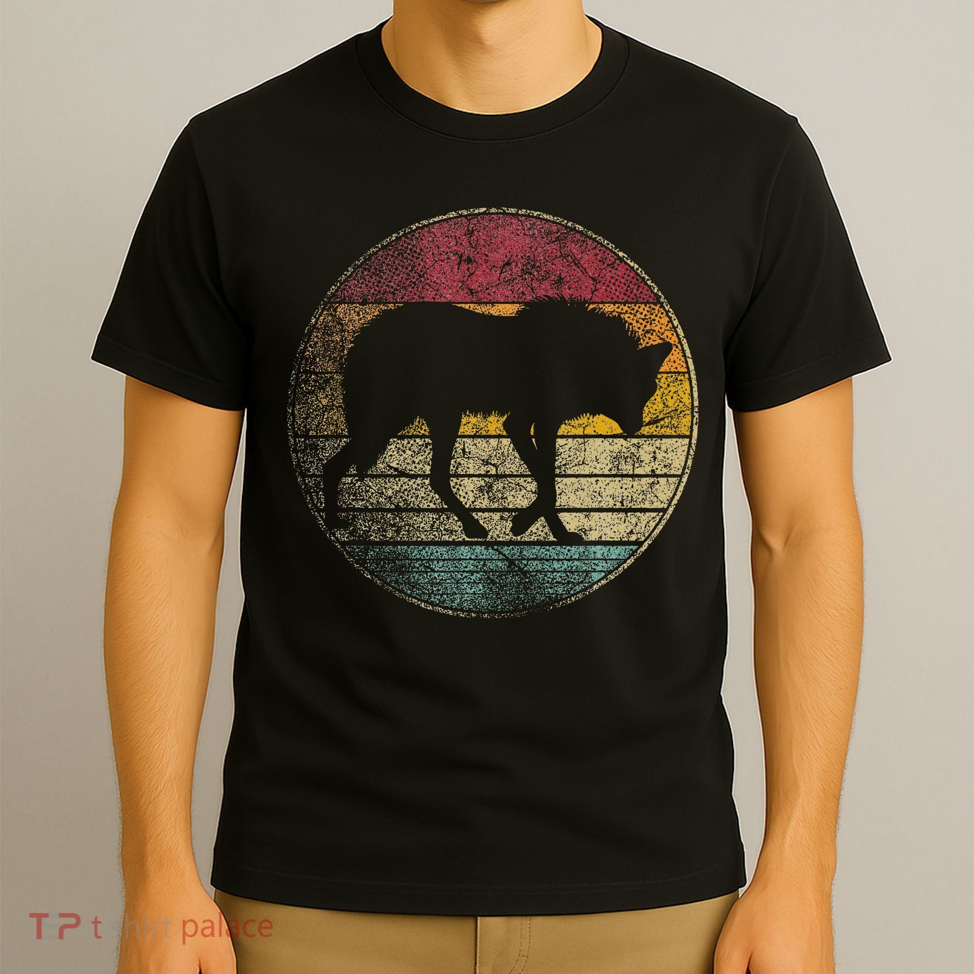 Maned Wolf Retro Style Sunset Vintage 70s 80s 90s T-Shirt