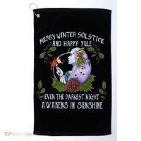 Merry Winter Solstice And Happy Yule Golf Towel thumb 0