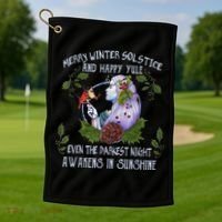 Merry Winter Solstice And Happy Yule Golf Towel thumb 1