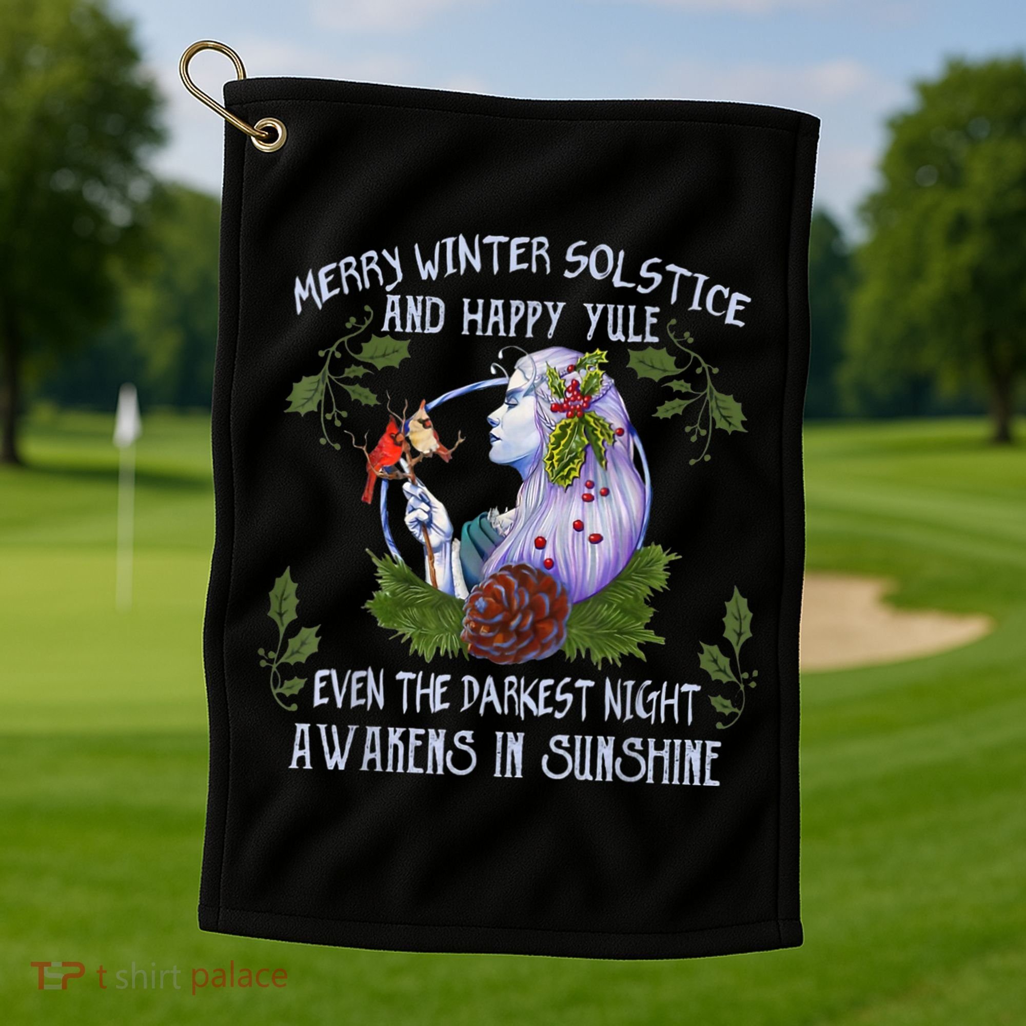 Merry Winter Solstice And Happy Yule Golf Towel