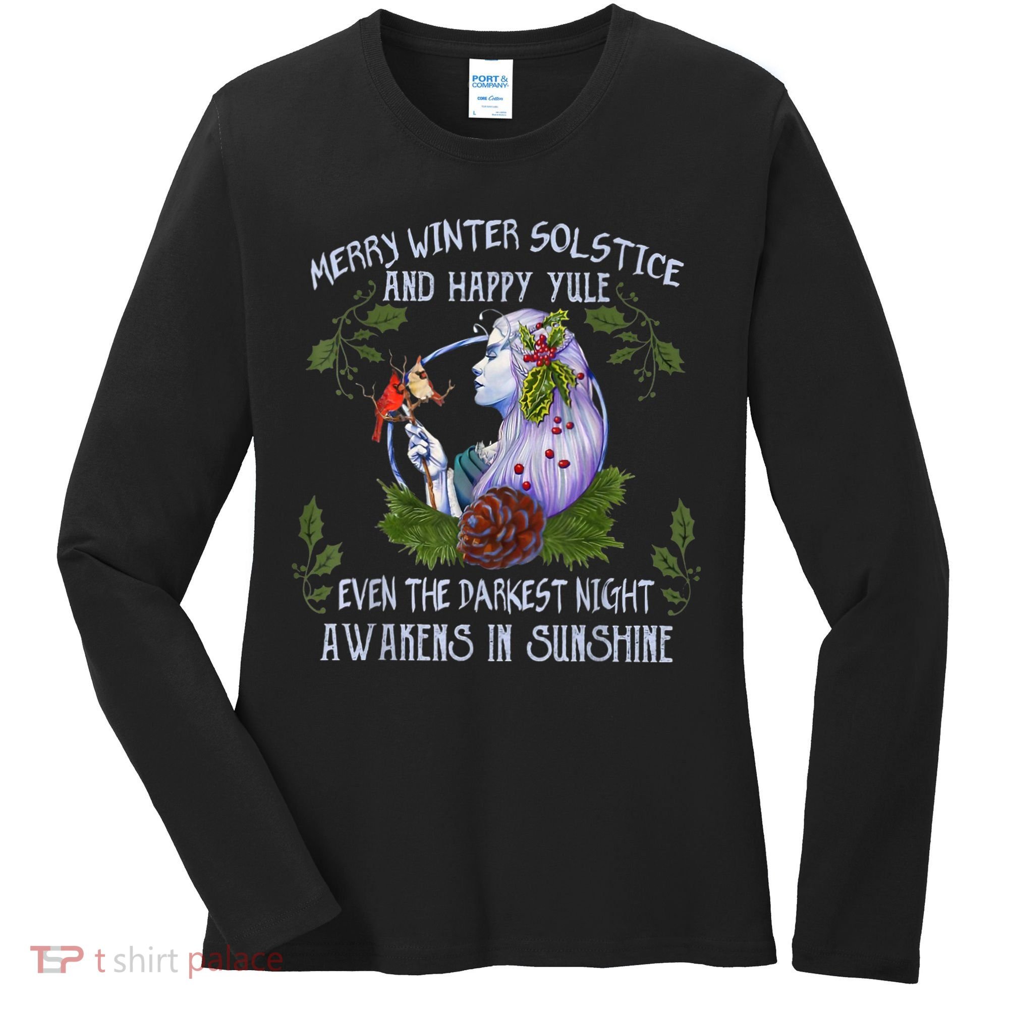 Merry Winter Solstice And Happy Yule Women's Long Sleeve Shirt