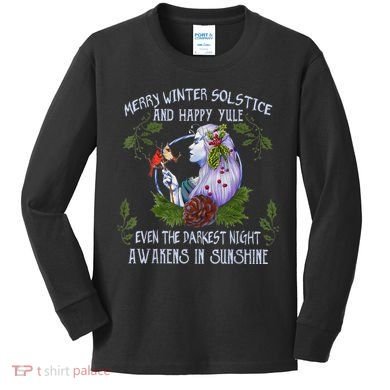 Merry Winter Solstice And Happy Yule Kids Long Sleeve Shirt