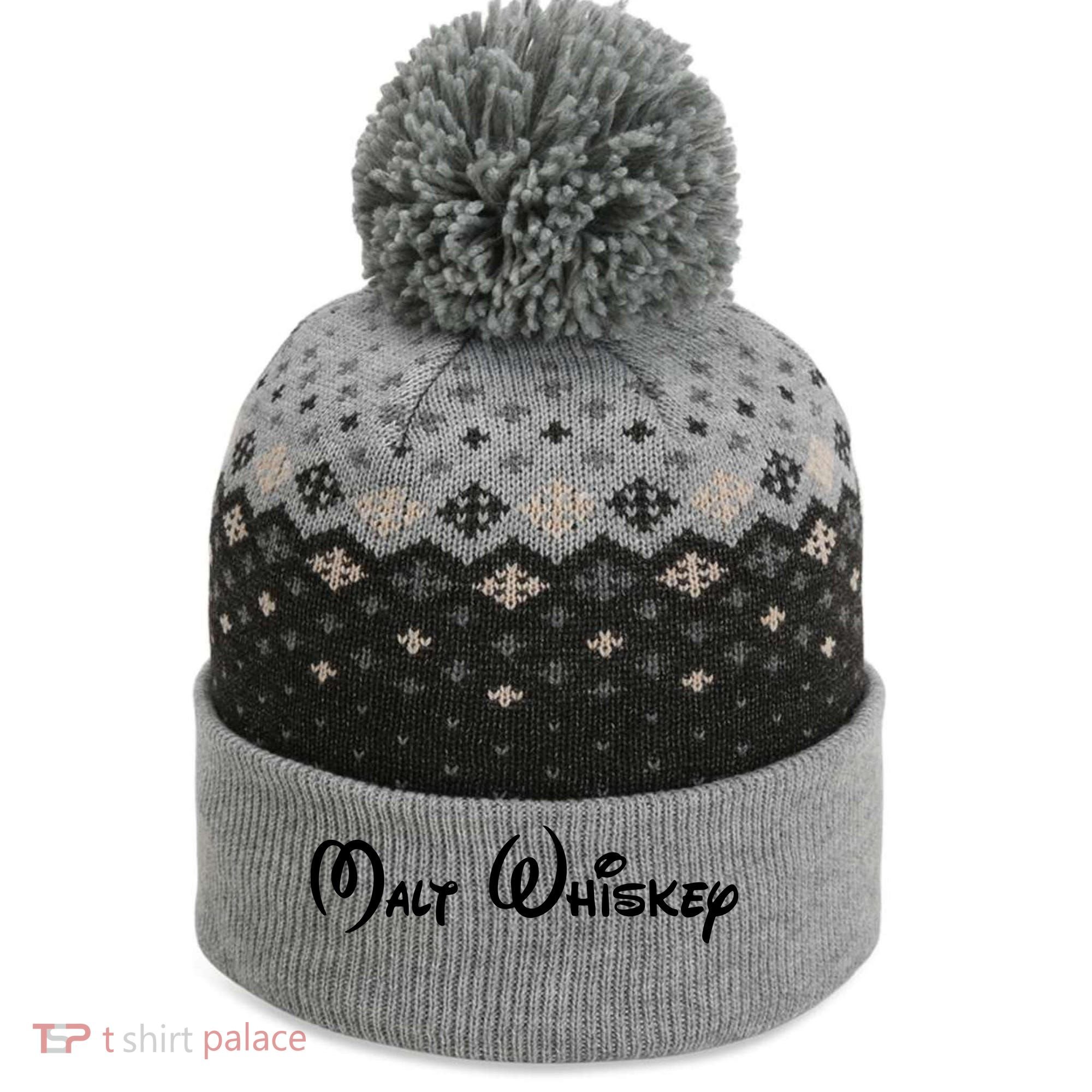 Malt Whiskey Shirts Funny Gift Idea Pun Logo Parody The Baniff Cuffed Pom Beanie
