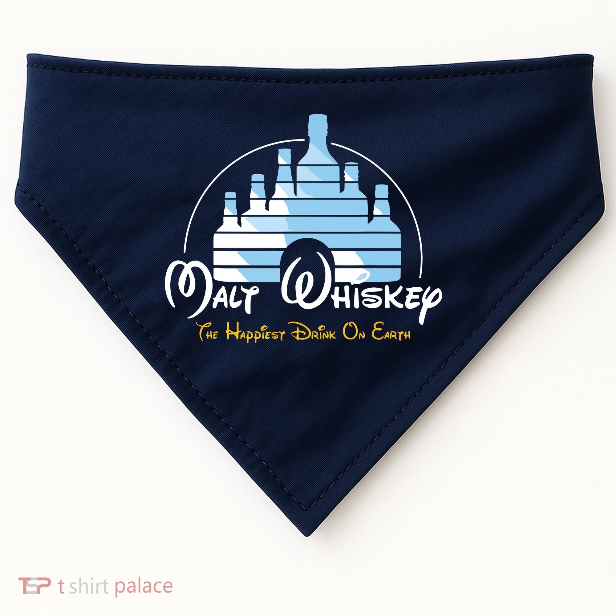 Malt Whiskey Shirts Happiest Drink Funny Pun Parody USA-Made Doggie Bandana