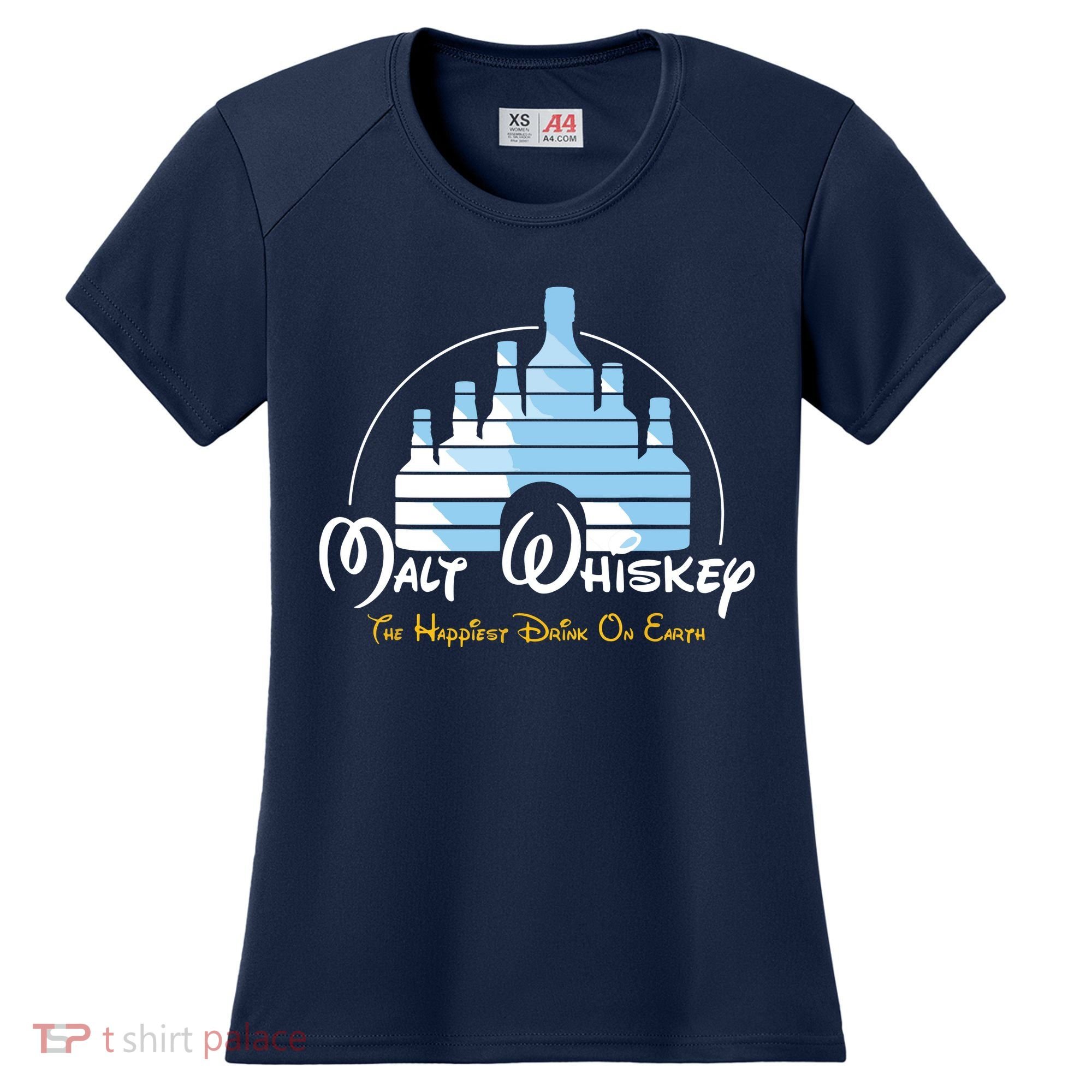Malt Whiskey Shirts Happiest Drink Funny Pun Parody Women's Cooling Performance Crew T-Shirt